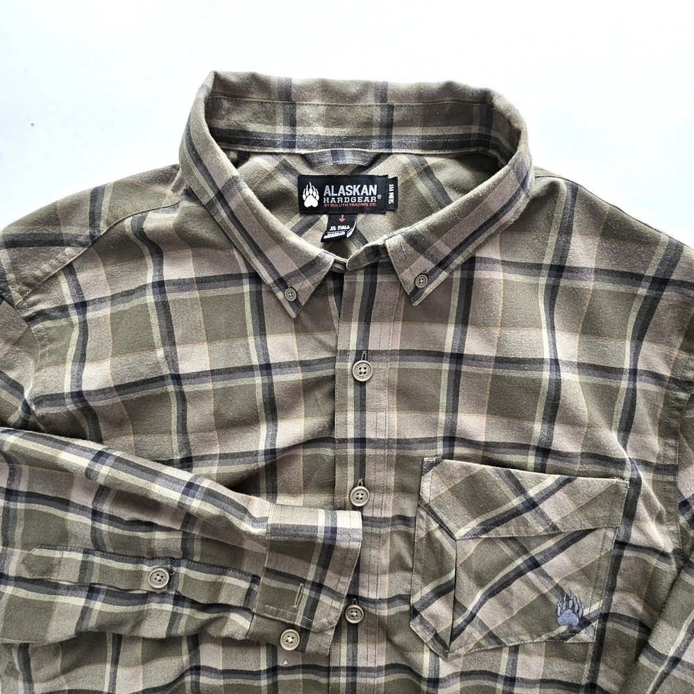 Alaskan Hardgear Duluth Trading Co Plaid Shirt Mens XL Tall Slim Fit Wool Blend